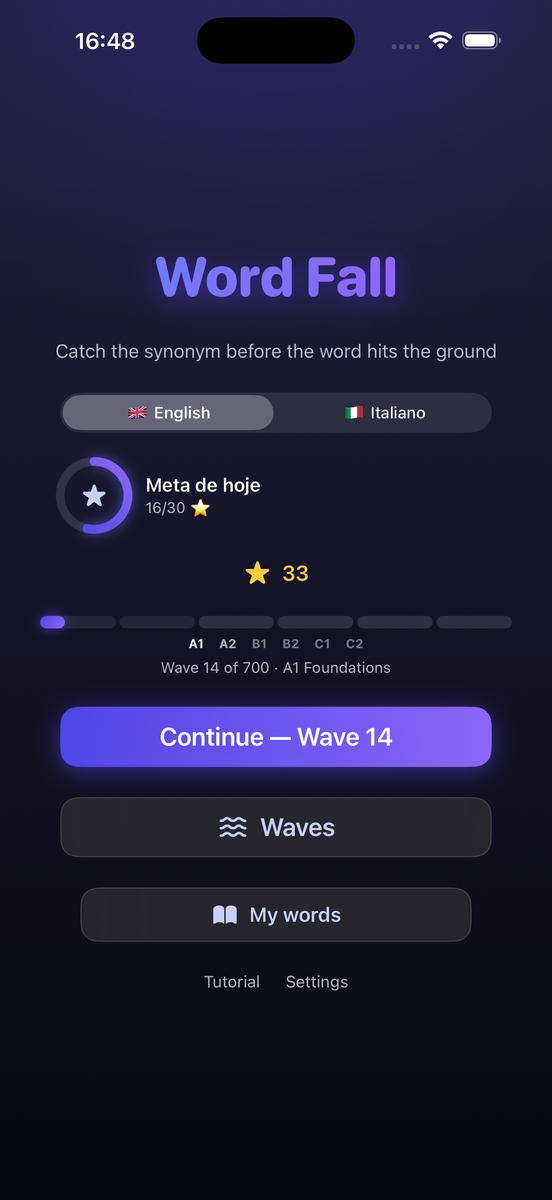 Word Fall — CEFR journey